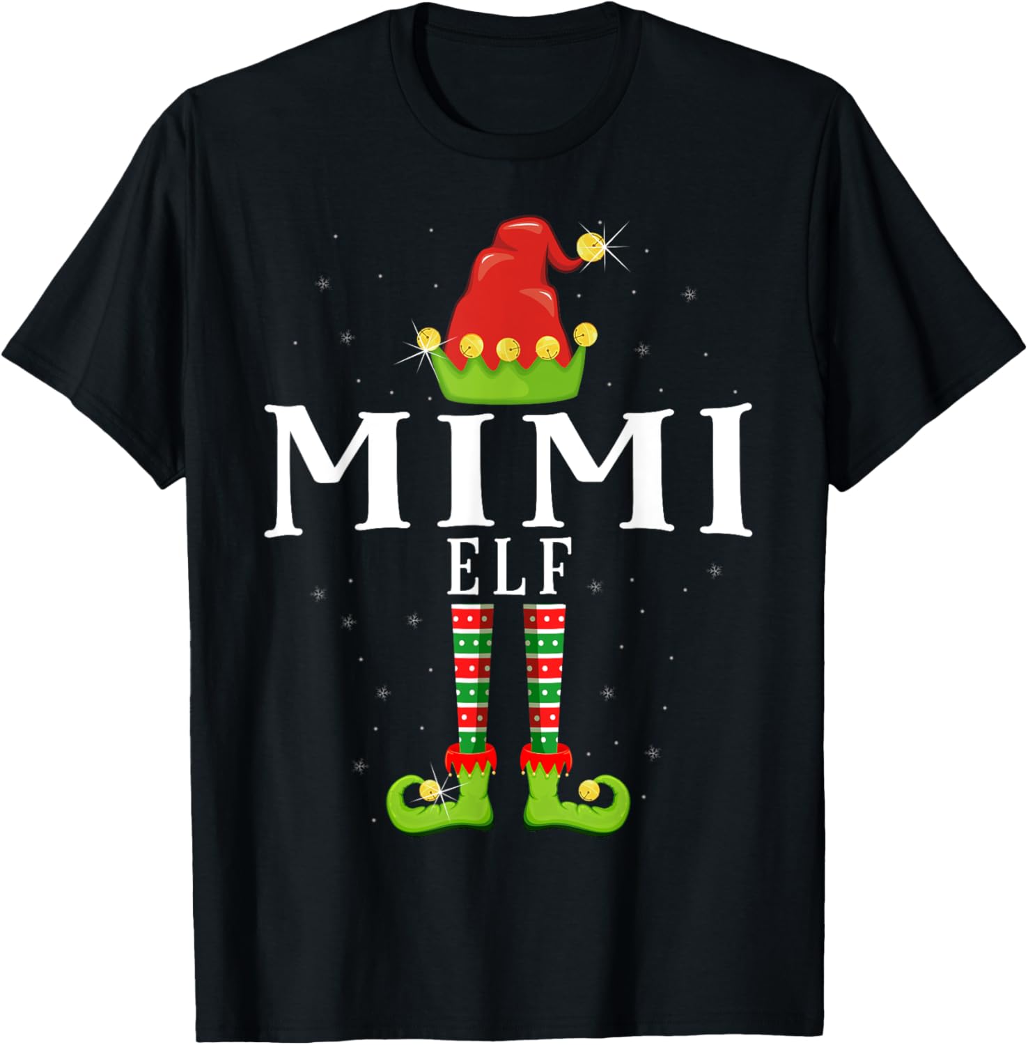 Mimi Elf Christmas Matching Xmas Pajama T-Shirt - T-Shirt | Black
