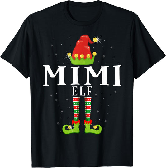 Mimi Elf Christmas Matching Xmas Pajama T-Shirt - T-Shirt | Black