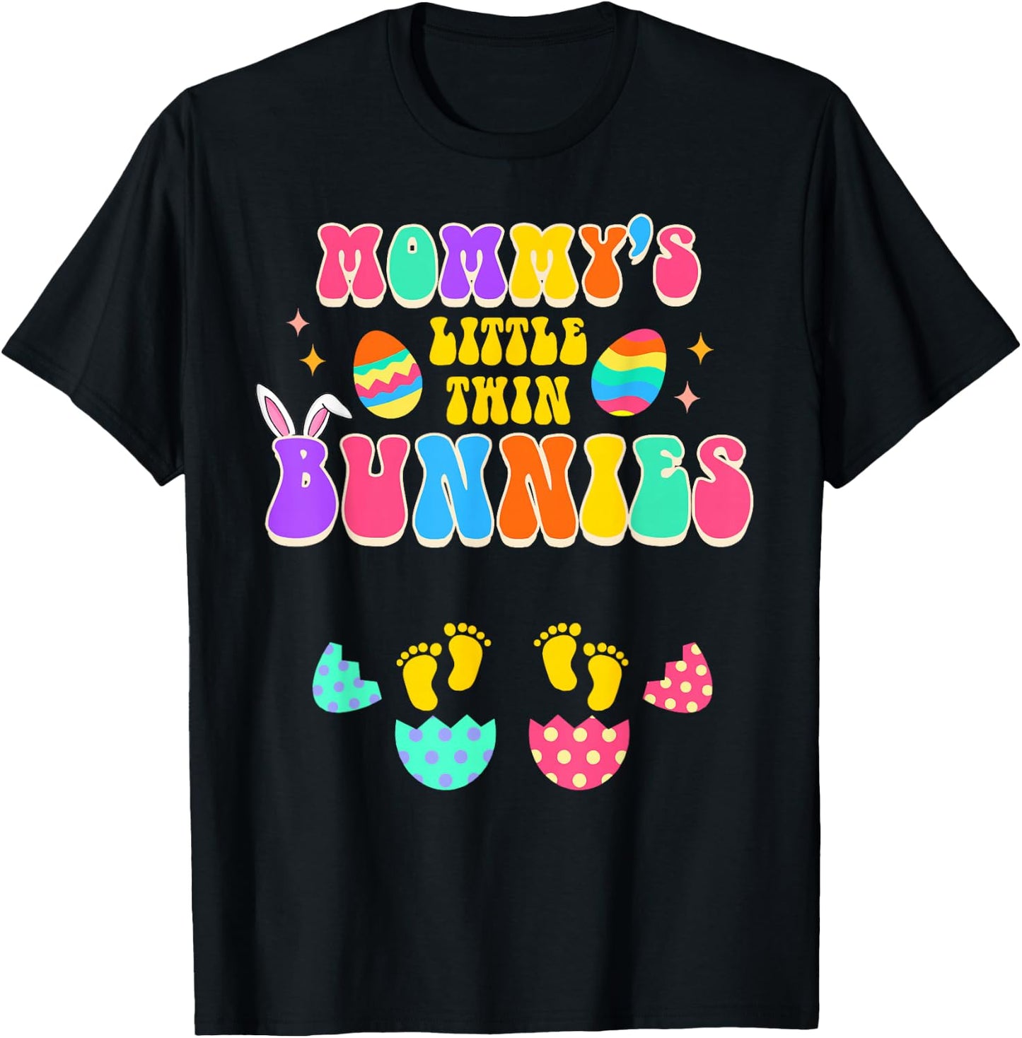 Easter Twin Mom Pregnancy Mommy's Little Twin Bunnies T-Shirt - T-Shirt | Black