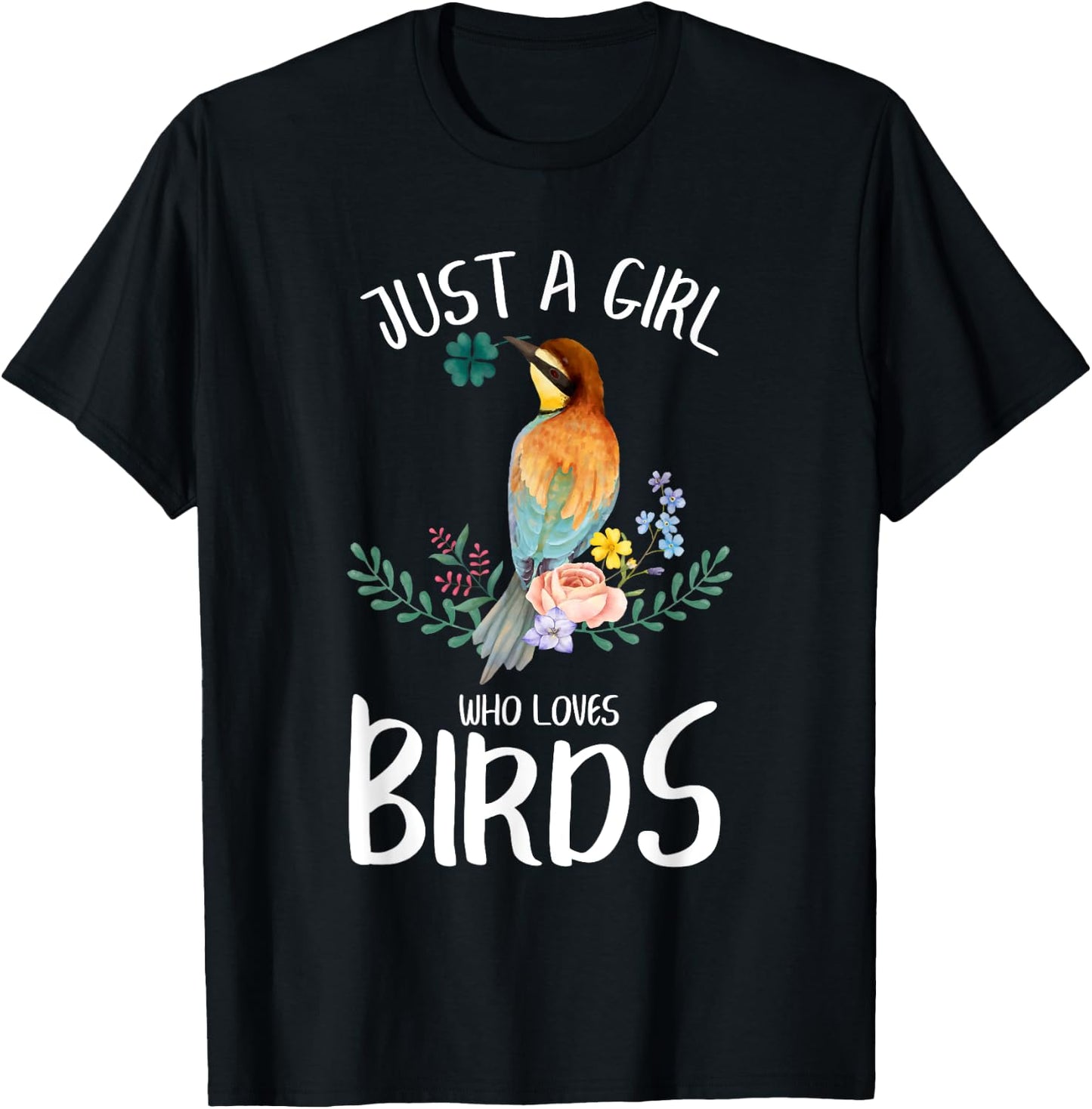 A Girl Who Loves Birds Birding Birdwatching Women T-Shirt - T-Shirt | Black