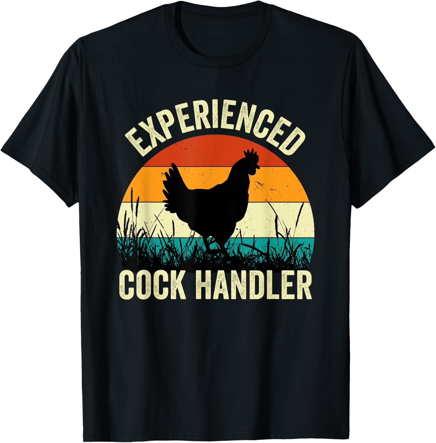 Experienced Cock Handler Funny Chicken Farmer Pun T-Shirt - T-Shirt | Black