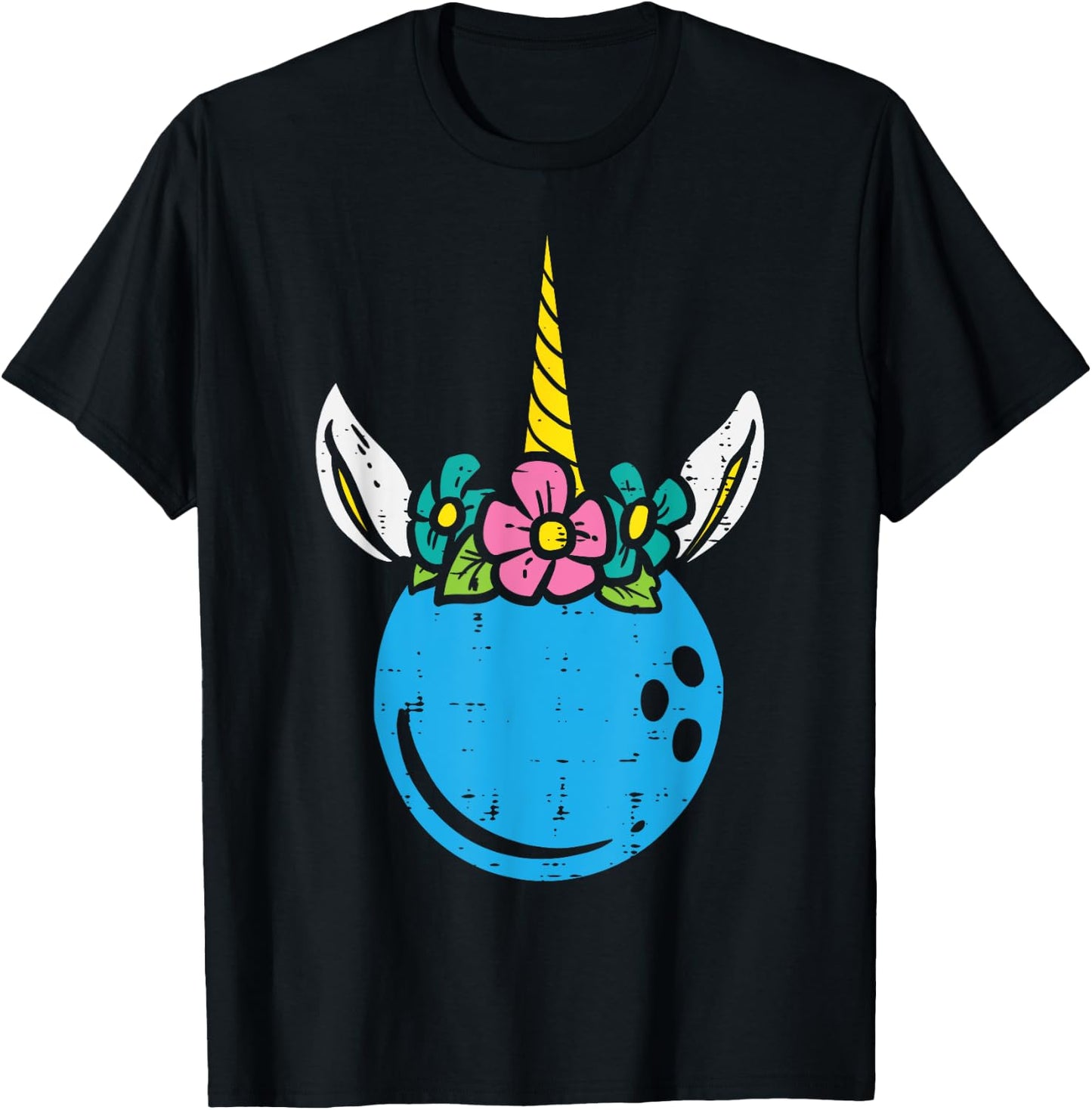 Bowling Ball Unicorn Head Cute Bowler Girls Kids Toddler T-Shirt - T-Shirt | Black