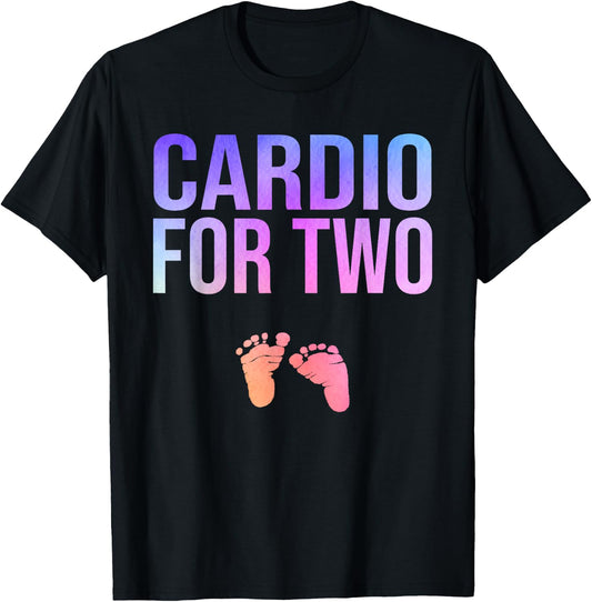 Cardio For Two Funny Pregnancy Workout T-Shirt - T-Shirt | Black