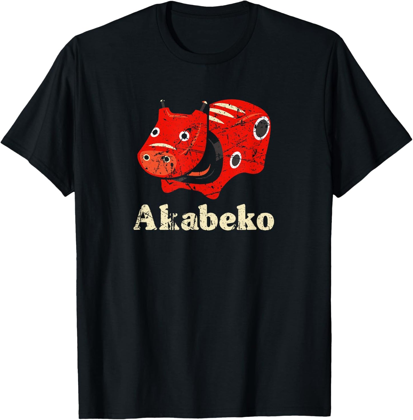 Japan Akabeko Legendary Cow From Aizu Fukushima Souvenir Toy T-Shirt - T-Shirt | Black