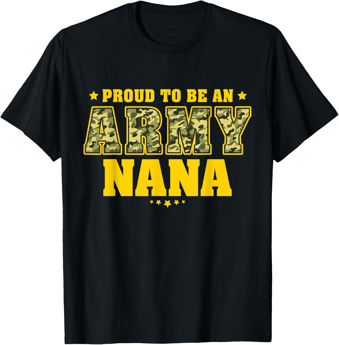 Proud To Be An Army Nana US Flag Pride Military Grandmother T-Shirt - T-Shirt | Black