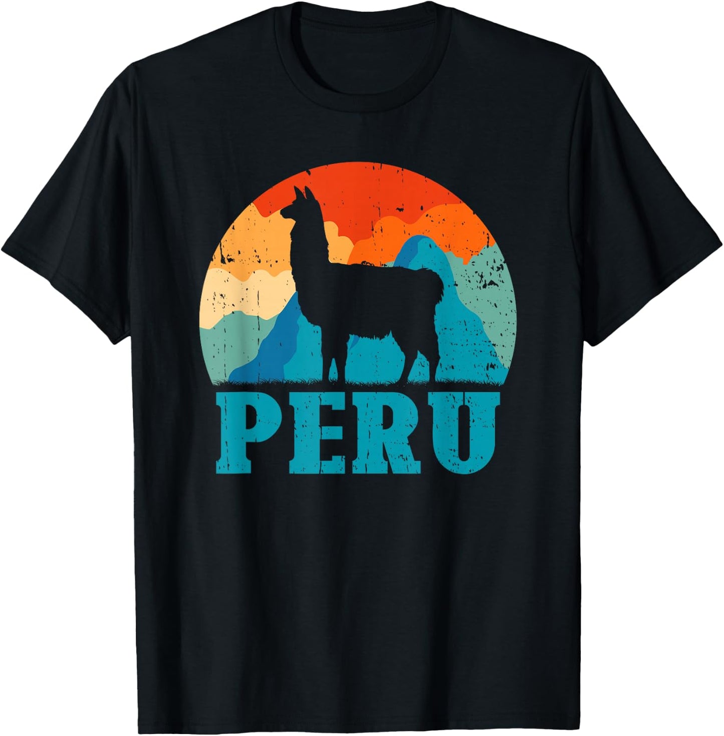 Peru Alpaca Retro Peruvian Llama T-Shirt - T-Shirt | Black