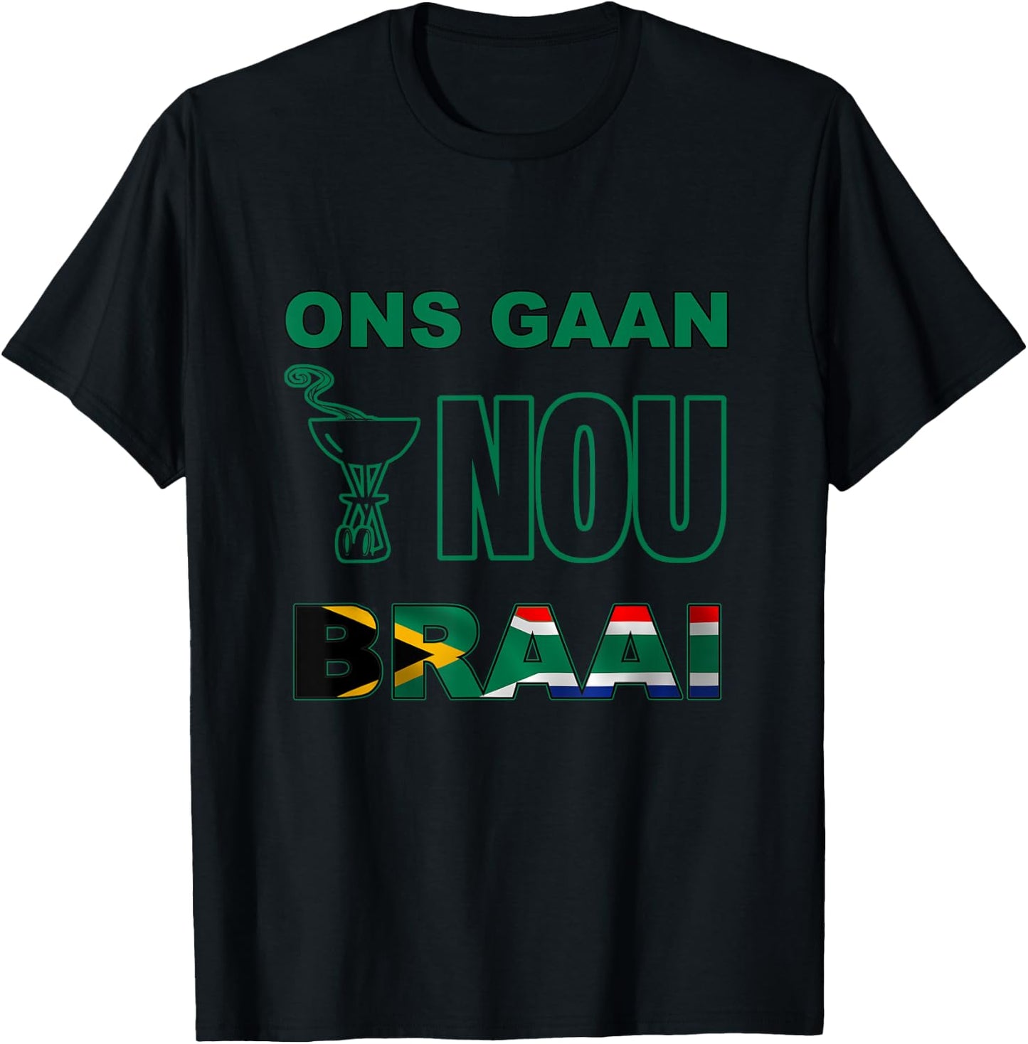 Funny South African braai shirt. Rugby fan SA flag T-Shirt - T-Shirt | Black