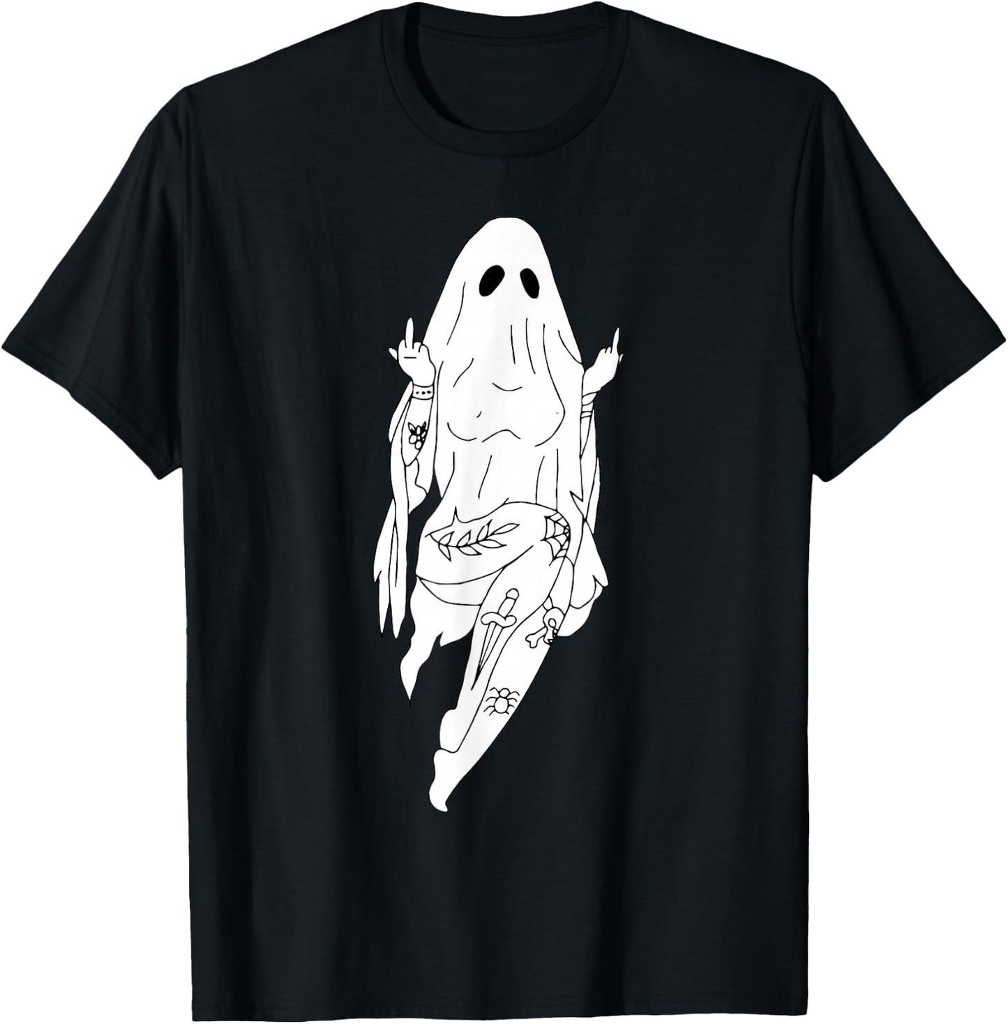 Middle Finger Sexy Boo Funny Halloween Sexy Ghost T-Shirt - T-Shirt | Black
