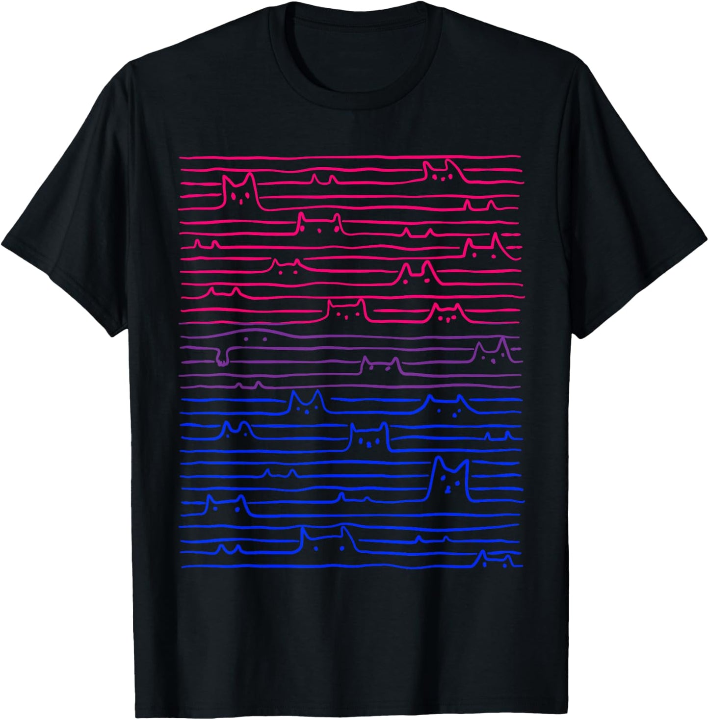 LGBT Bisexual Pride Flag Apparel Bi Pride Cat Line Flagge Bisexuell Damen Schwarz U-Ausschnitt Halbarm Klein EU 3ffd51ca-d0ed-4e35-9313-7170d928566c T-Shirt - T-Shirt | Black
