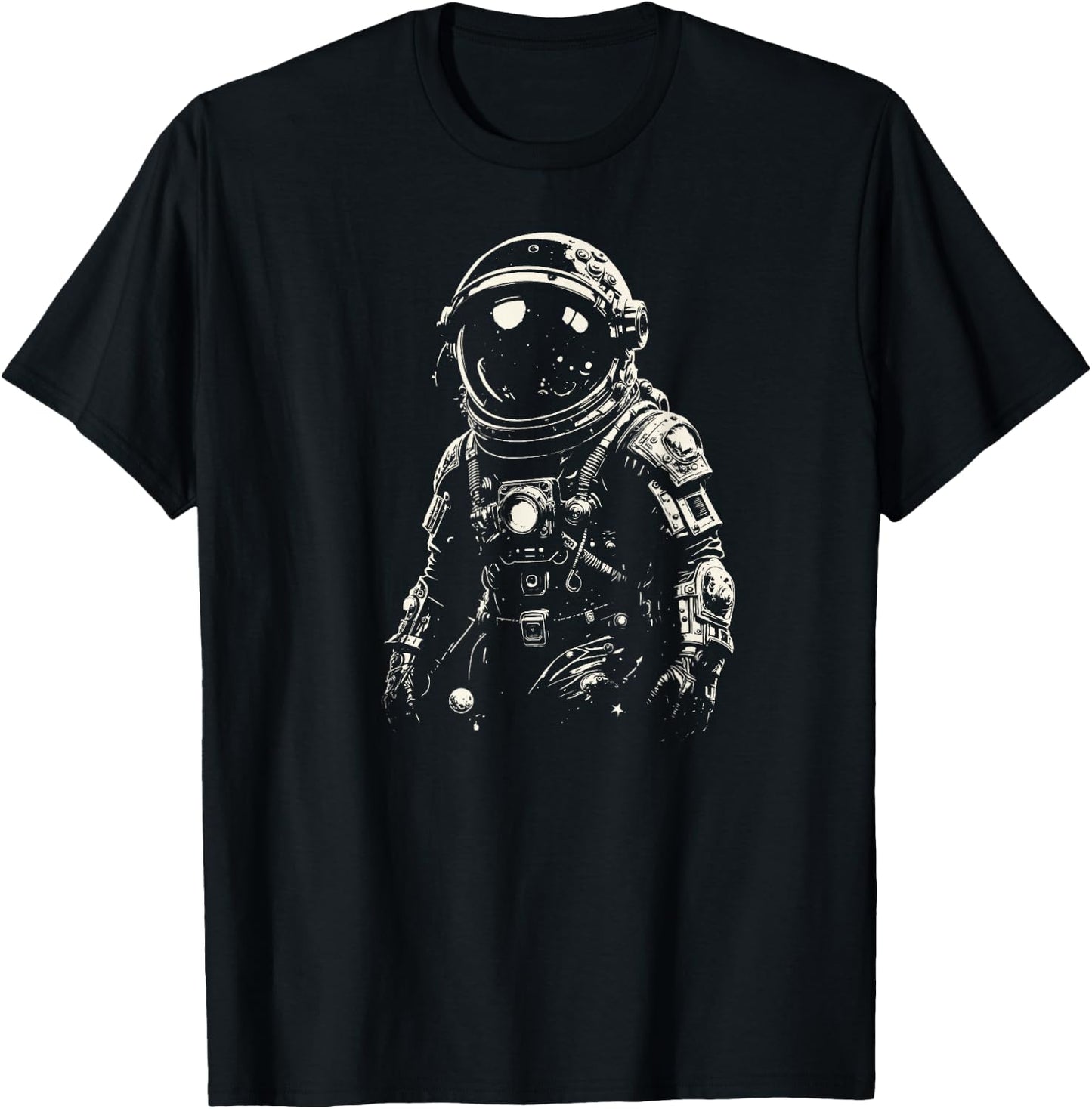 Vintage Black & White Astronaut - Retro Aesthetics Space T-Shirt - T-Shirt | Black
