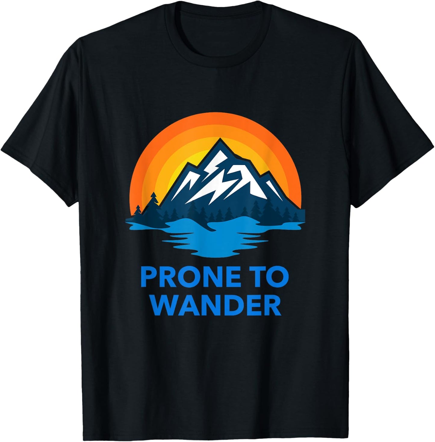Prone To Wander Shirt Travel Hiking Camping Retro Sunset T-Shirt - T-Shirt | Black