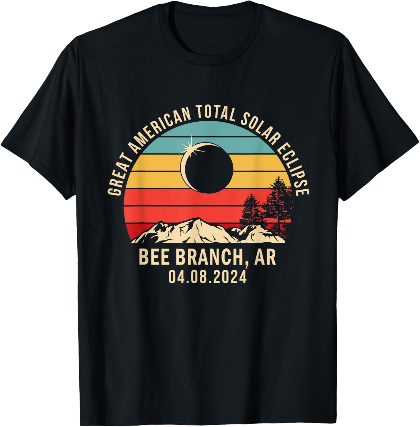 Bee Branch, AR Arkansas Total Solar Eclipse 2024 T-Shirt - T-Shirt | Black