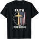 Faith and Freedom Patriotic Christian USA Flag Graphic Cross T-Shirt - T-Shirt | Black