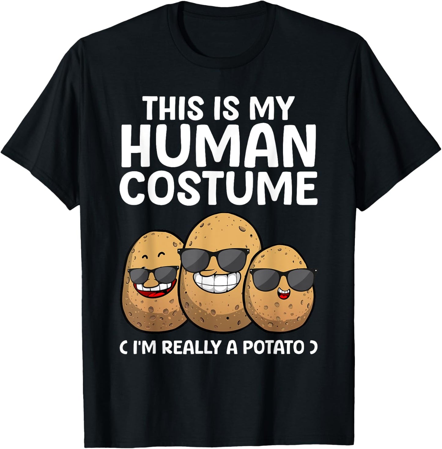 Funny Potato Costume Women Kids Adult Potato Novelty T-Shirt - T-Shirt | Black