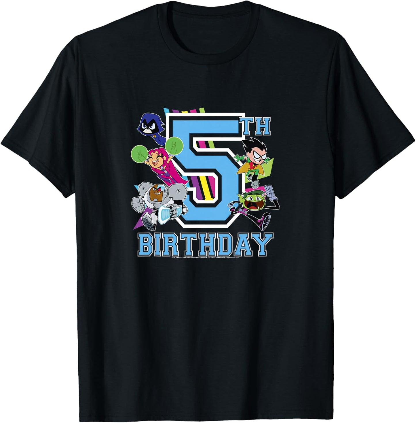 Kids DC Comics Teen Titans Go! 5th Birthday Group Shot Youth T-Shirt - T-Shirt | Black
