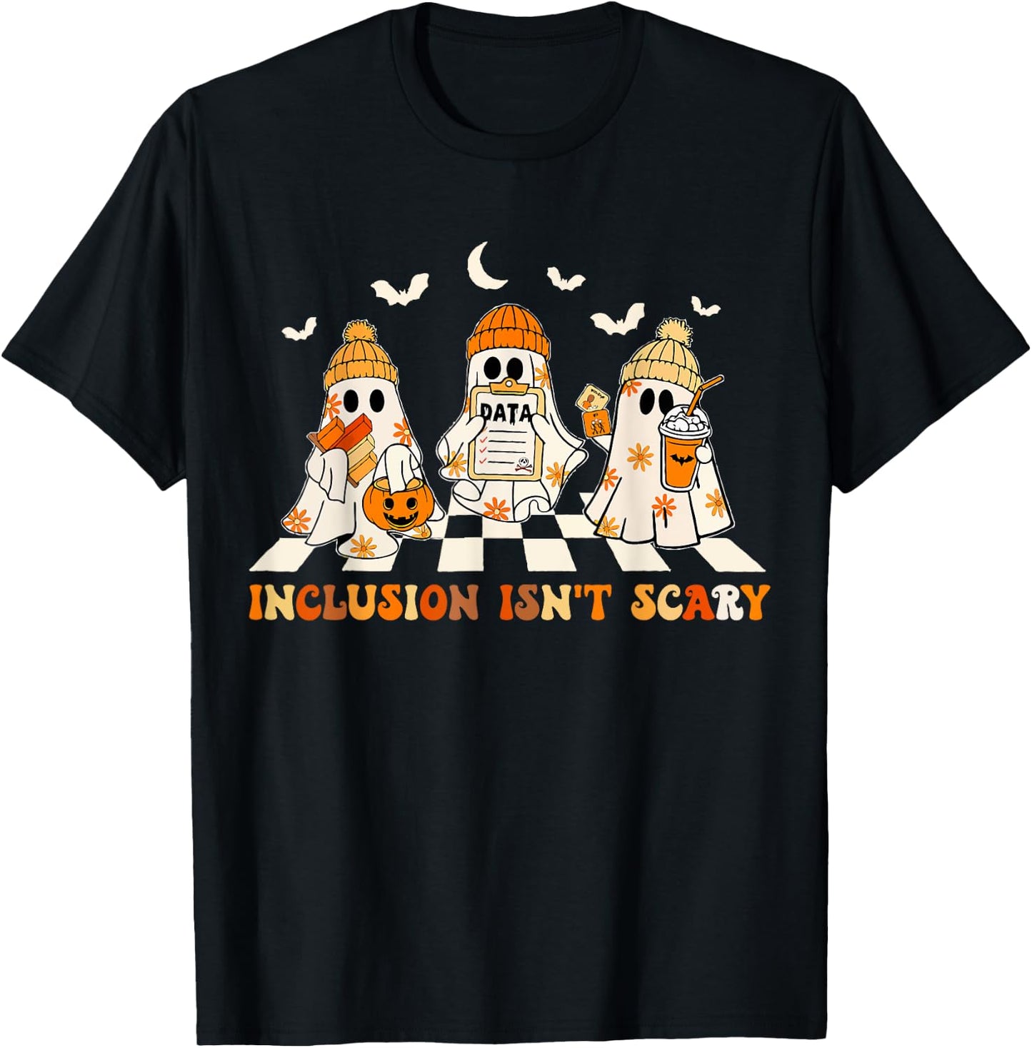 Funny Sped Teacher Halloween Ghost Inclusion Isn't Scary T-Shirt - T-Shirt | Black