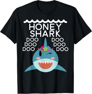 Honey Shark shirt Matching Family Shirts Shark T-Shirt - T-Shirt | Black