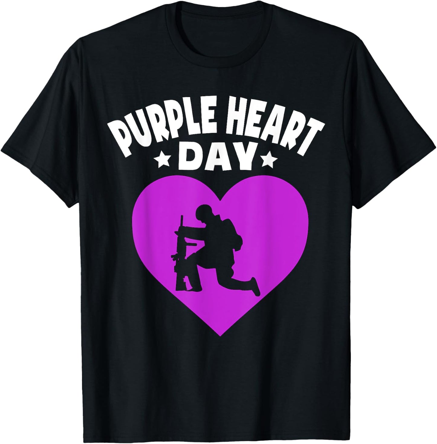 Purple Heart Day Shirt Military Veterans Purple Heart T-Shirt - T-Shirt | Black