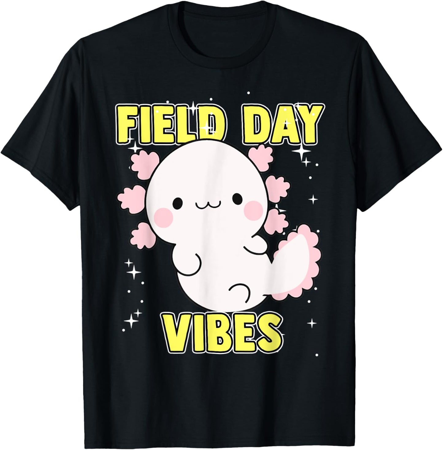 Field Day Vibes Shirt Axolotl Kids Last Day of School Yellow T-Shirt - T-Shirt | Black