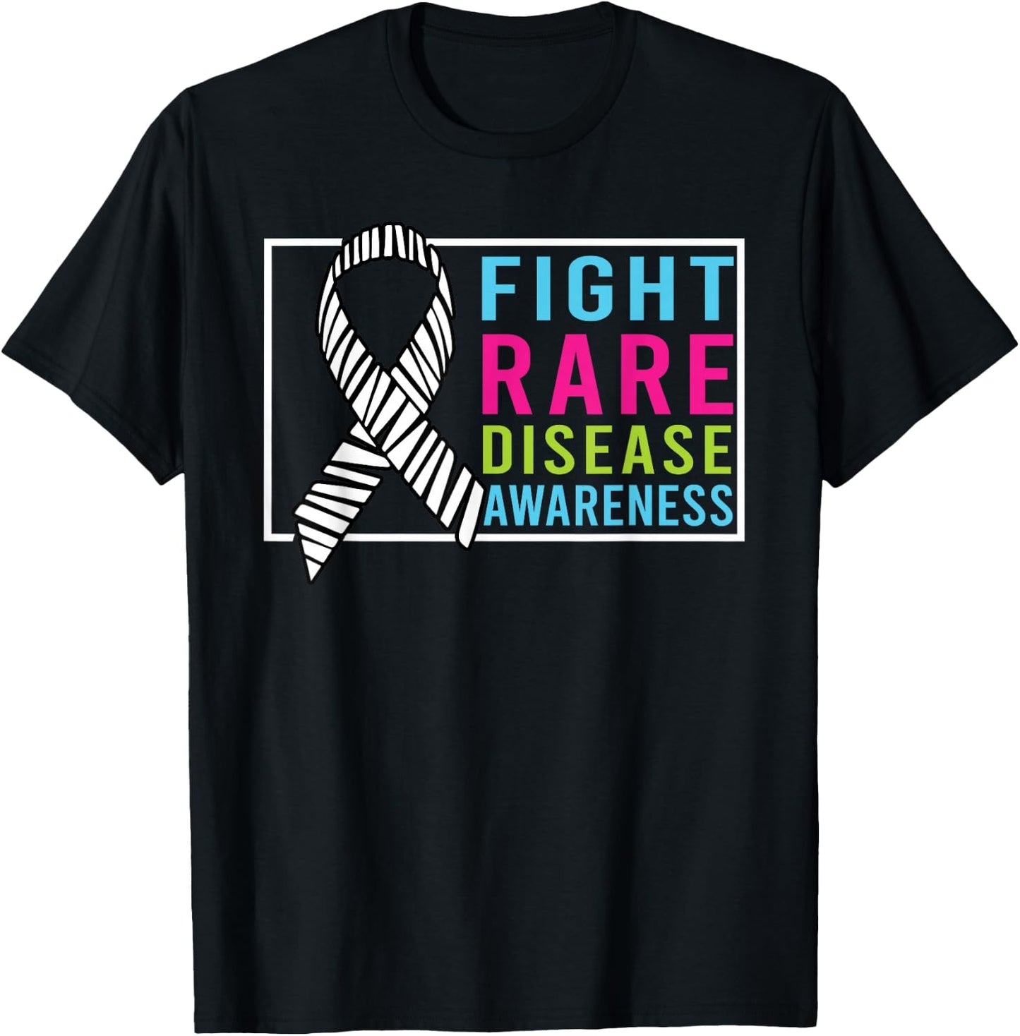 Fight Rare Disease Awareness Day Zebra Ribbon T-Shirt - T-Shirt | Black