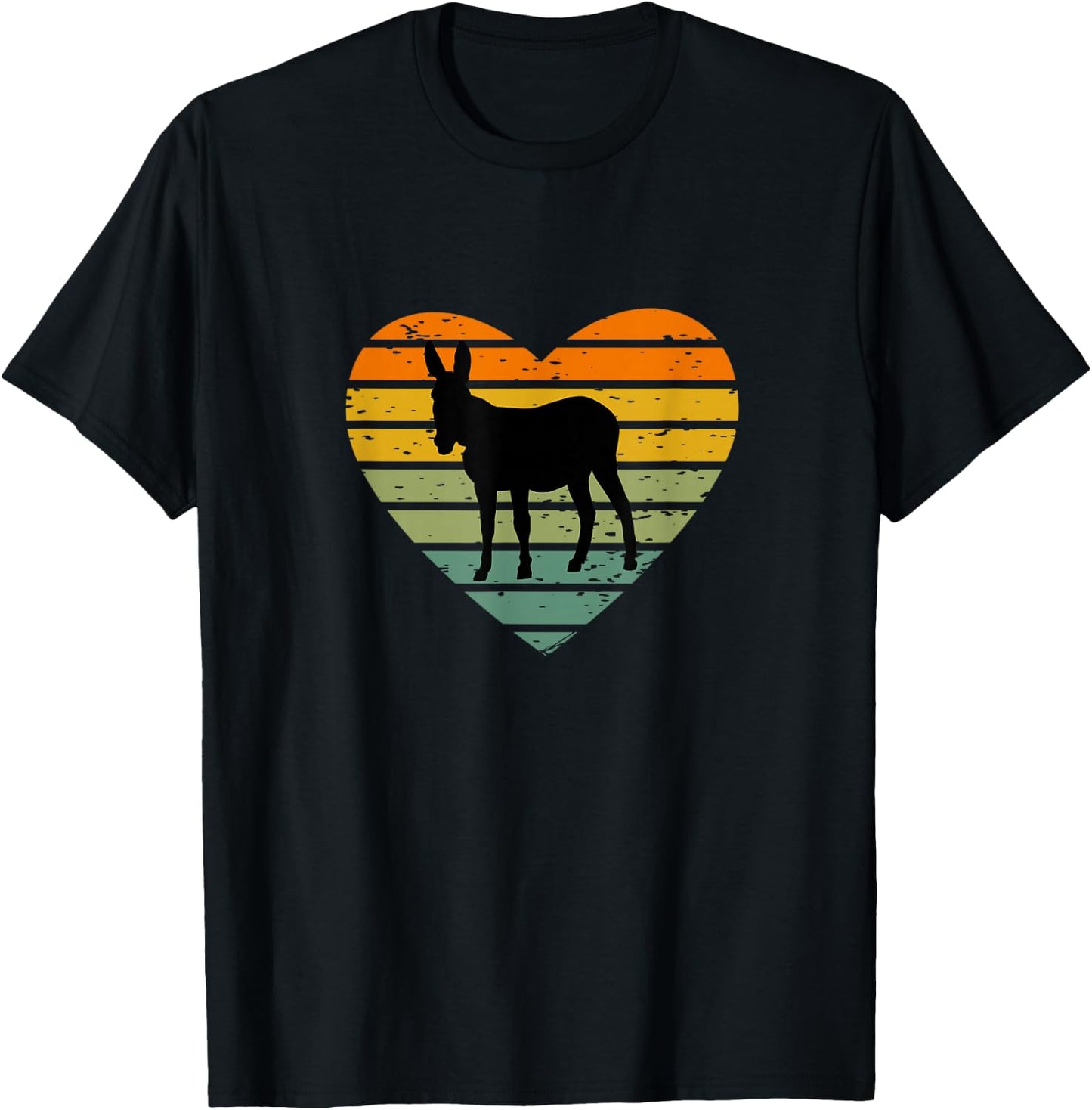 Ich Liebe Esel Retro Herz Silhouette Bauernhof Maultier T-Shirt - T-Shirt | Black