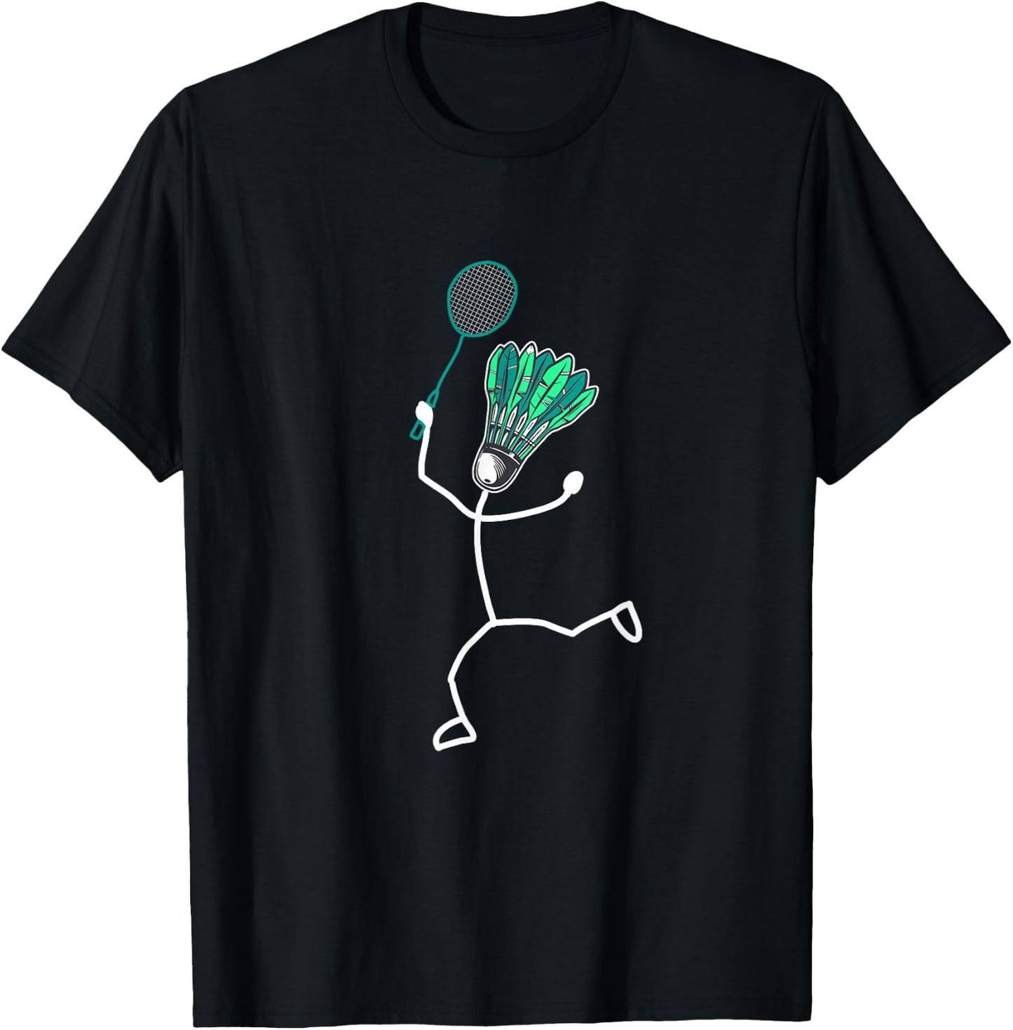 Badminton Stylish Cool Stick Figure , black T-Shirt - T-Shirt | Black