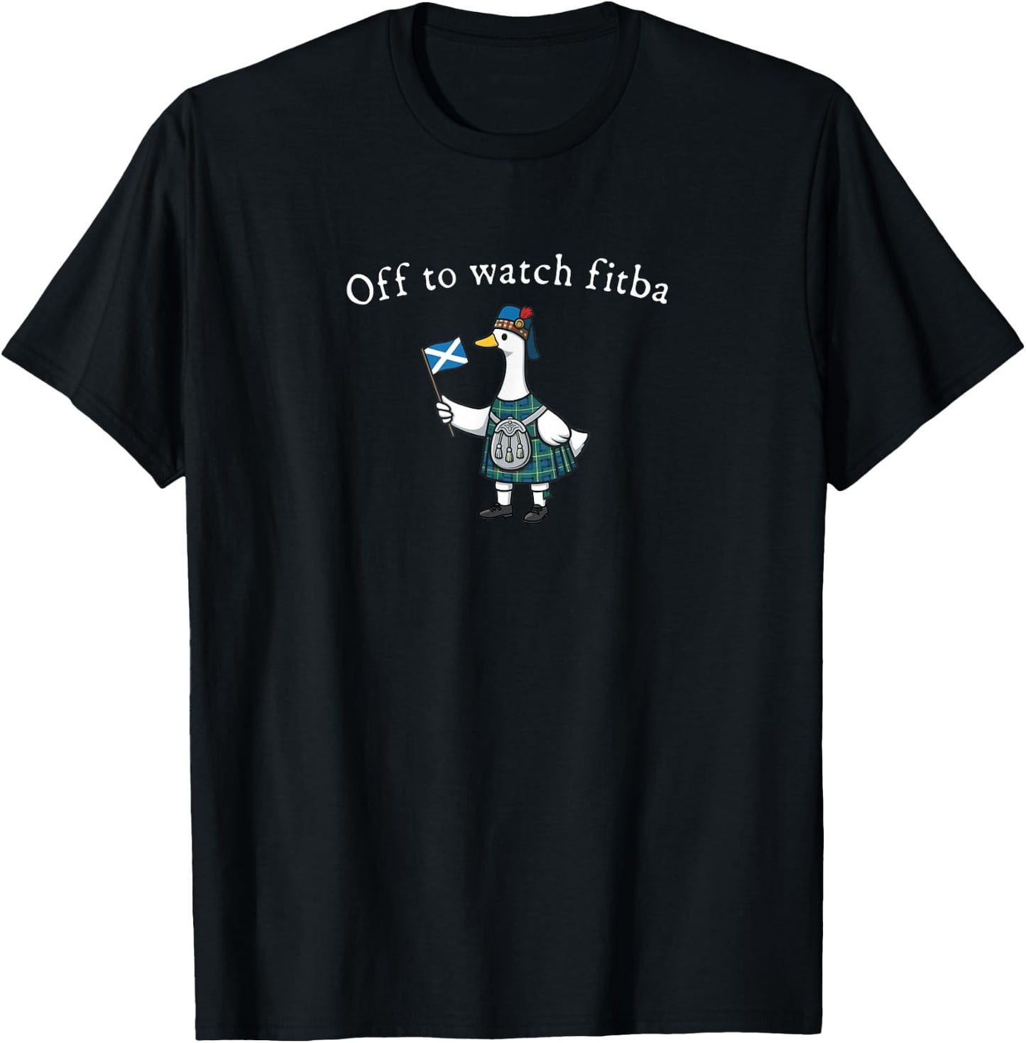 Funny Off to Watch Fitba Scottish Goose T-Shirt - T-Shirt | Black