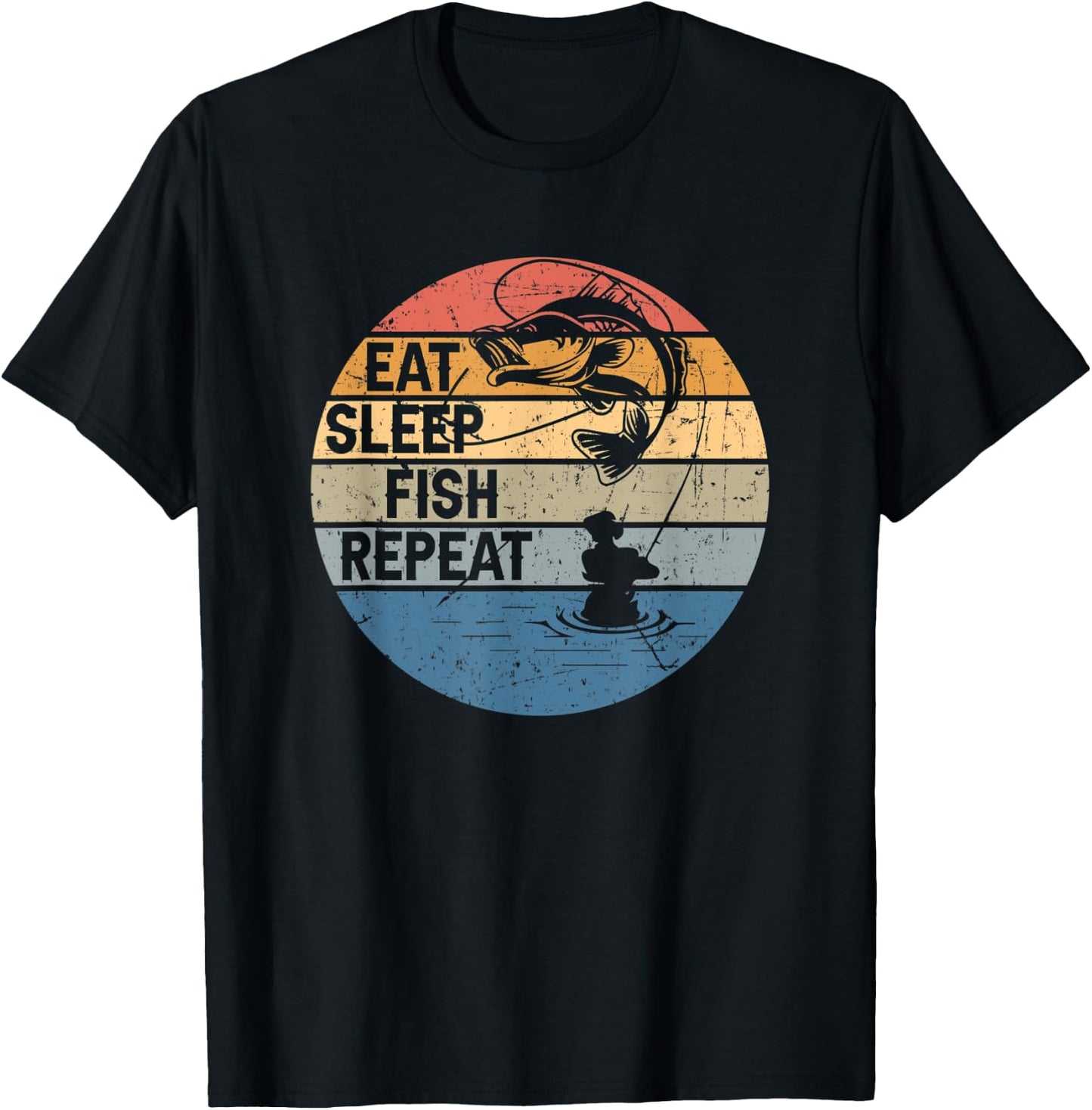 Eat Sleep Fish Repeat Fishing for Fishermen T-Shirt - T-Shirt | Black