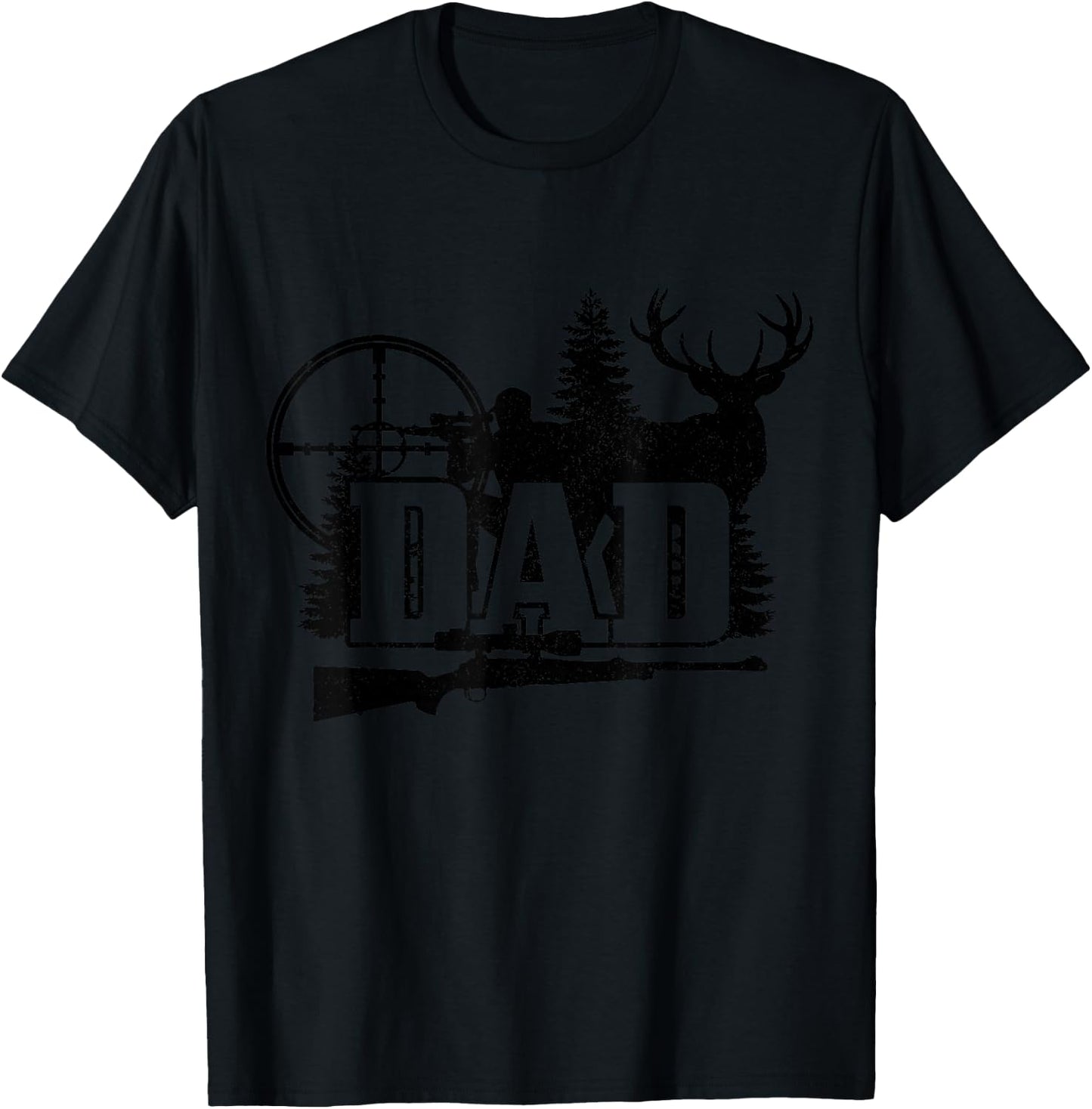 Hunting Dad Father's Day Whitetail Buck Deer Elk Hunter T-Shirt - T-Shirt | Black
