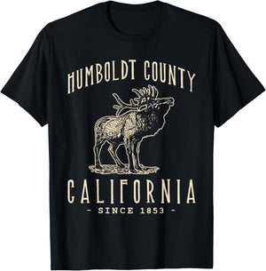 Humboldt County, California. Elk Vintage Design T-Shirt - T-Shirt | Black