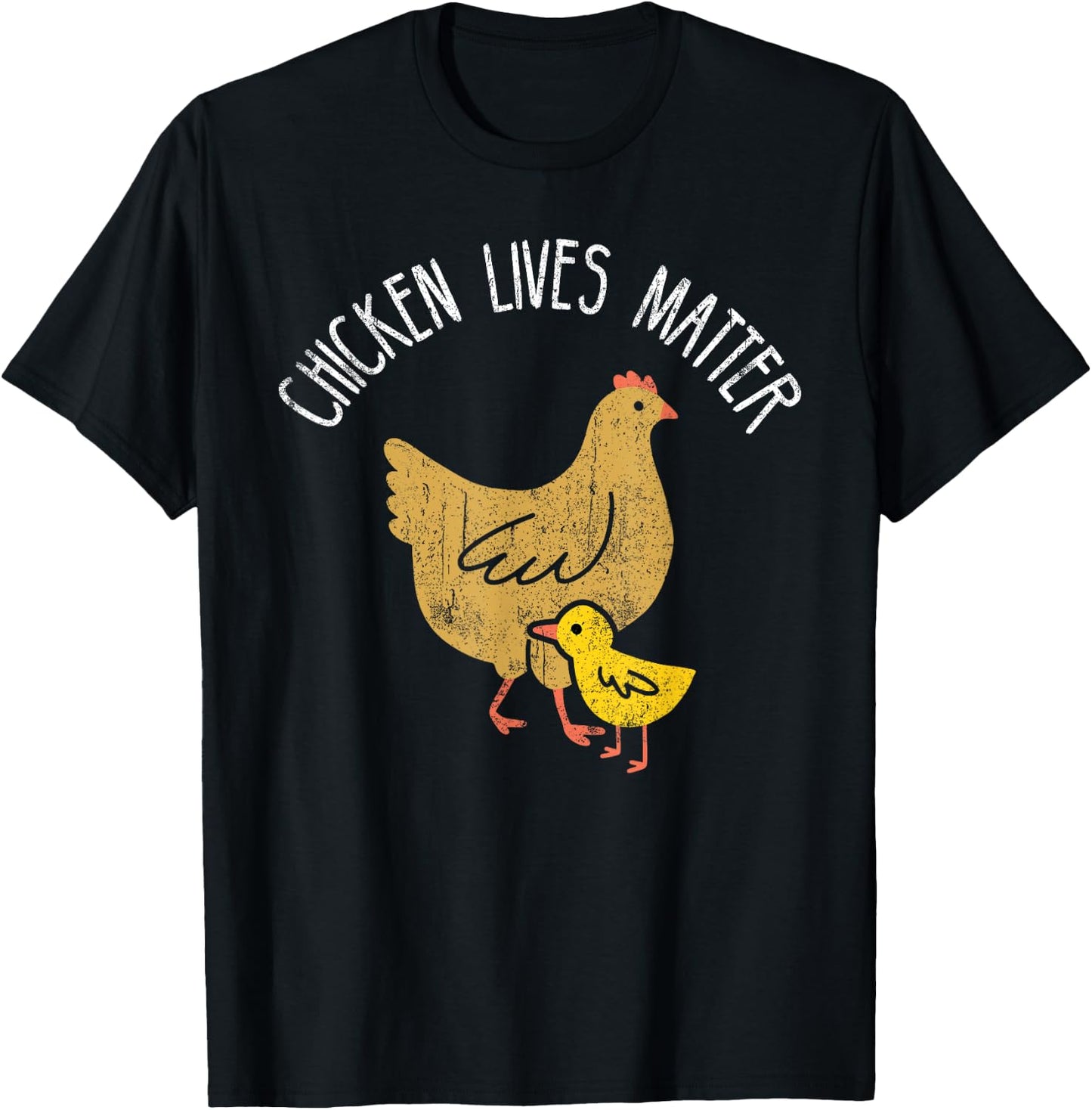 Chicken lives matter cute chicken mom with baby vintage look T-Shirt - T-Shirt | Black