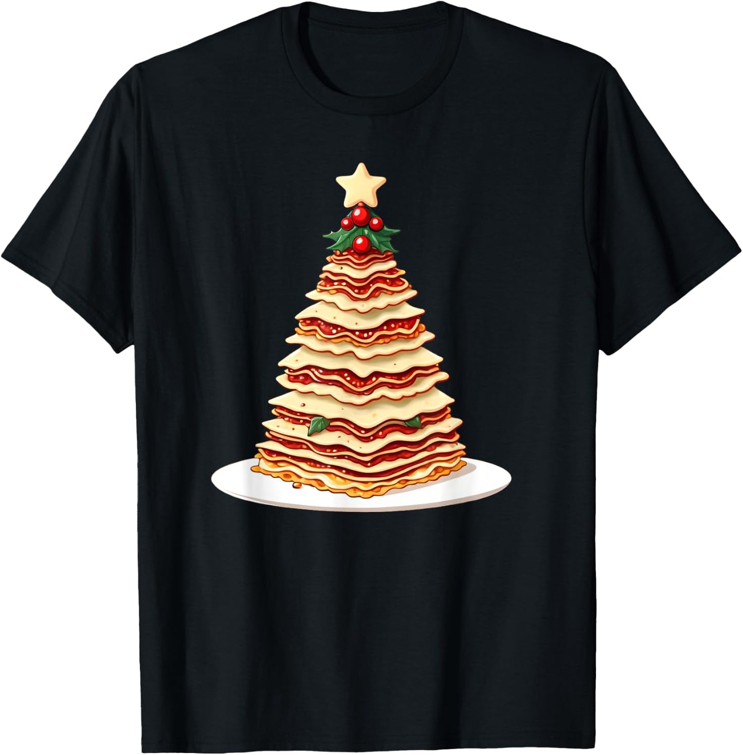 Lasagna Christmas Tree T-Shirt - T-Shirt | Black