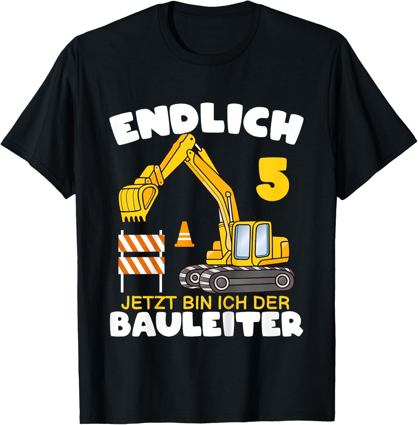 Children's Endlich 5th Birthday Digger 5 Birthday Building Director, black, 80 T-Shirt - T-Shirt | Black