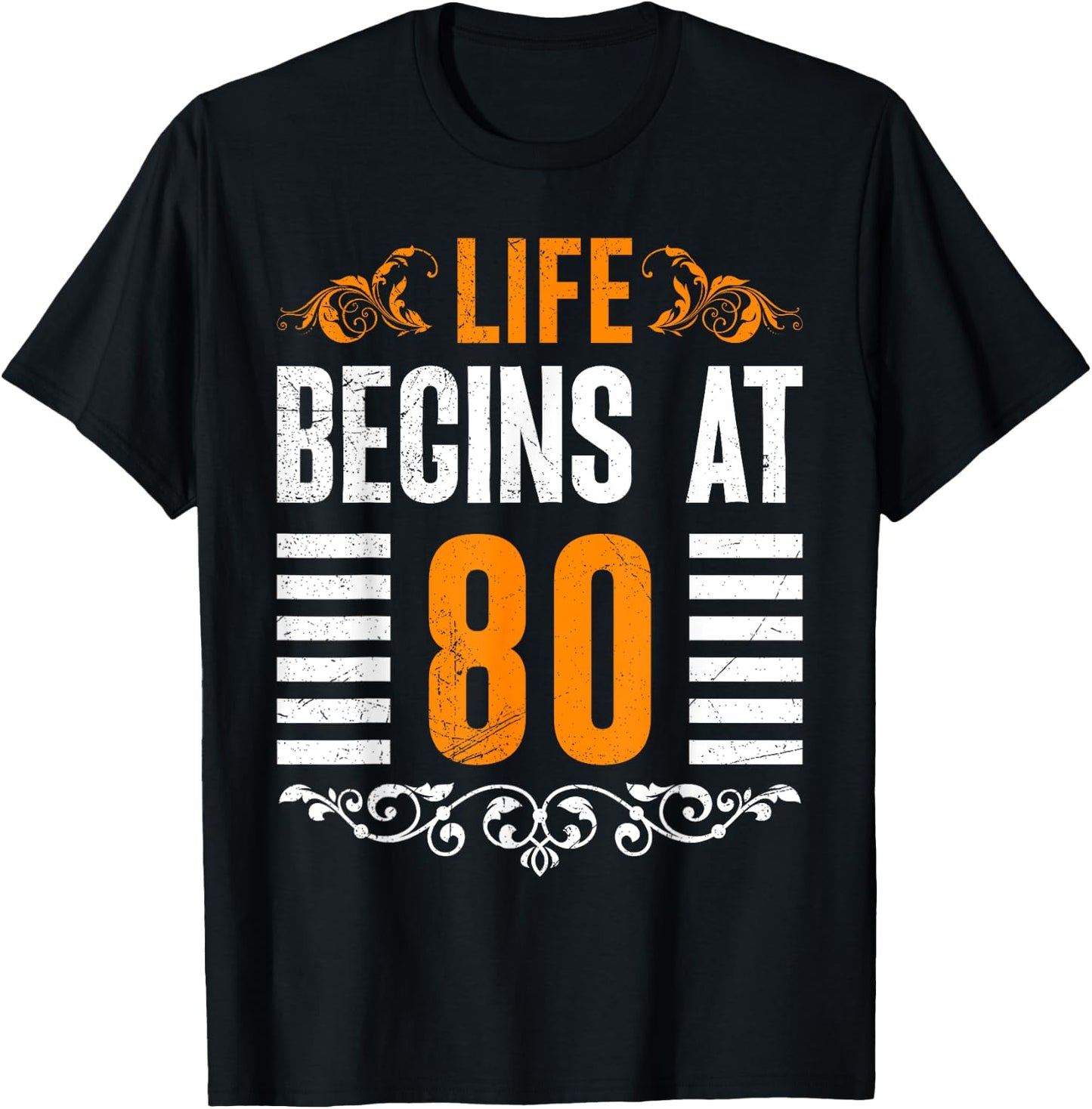 80 Years LIFE BEGINS AT 80 Funny Birthday Party 80 Years T-Shirt - T-Shirt | Black