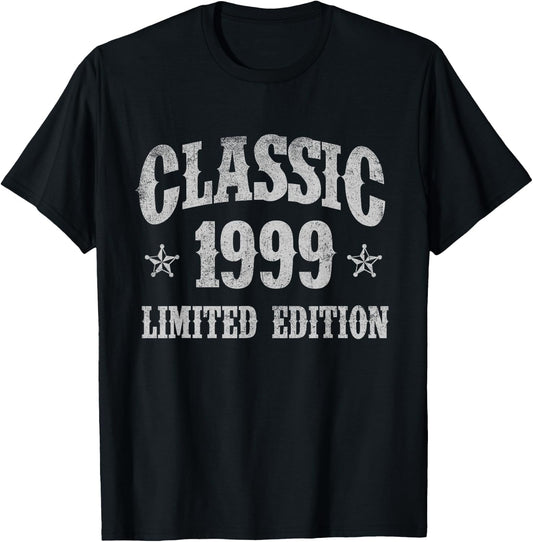 Classic 1999 Limited Edition Year Of Birth Birthday T-Shirt - T-Shirt | Black