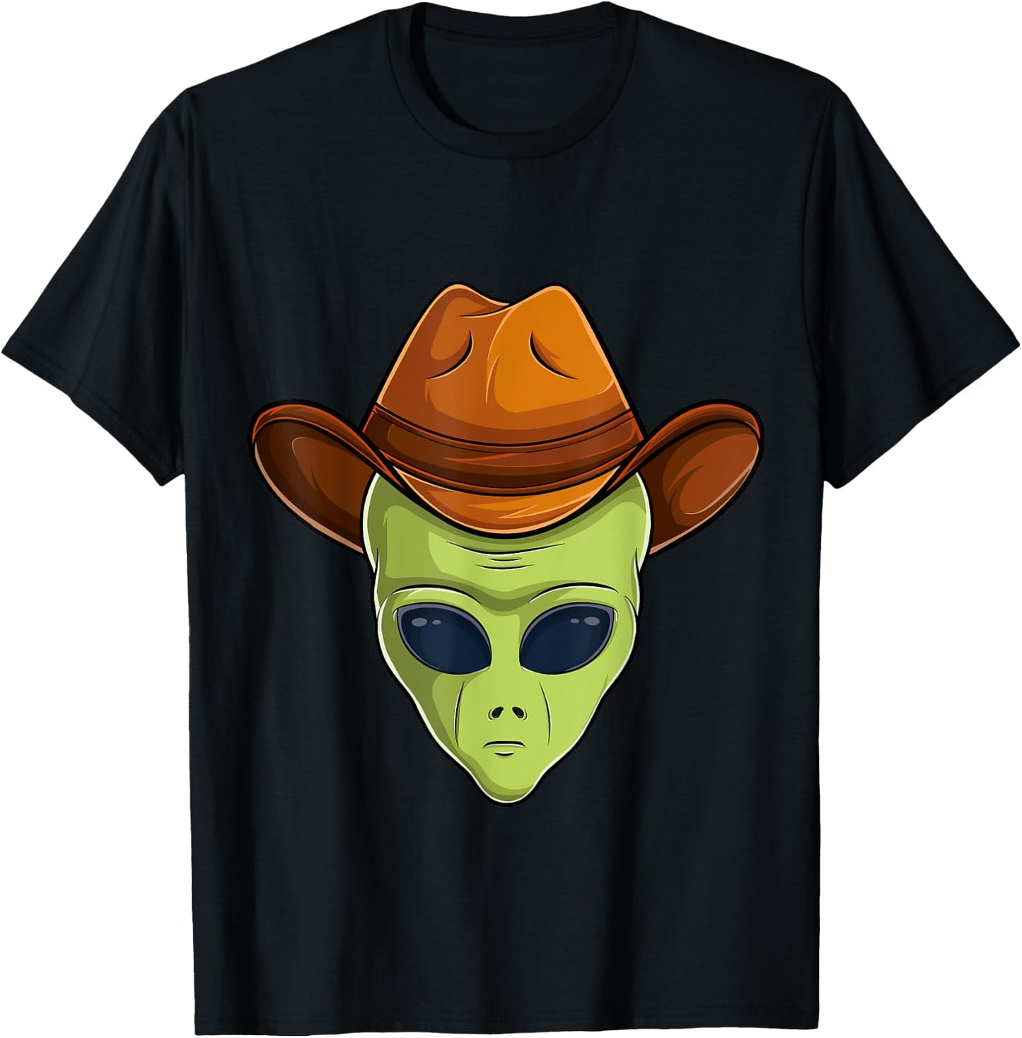 alien face cowboy hat costume Halloween kids UFO cosplay men T-Shirt - T-Shirt | Black