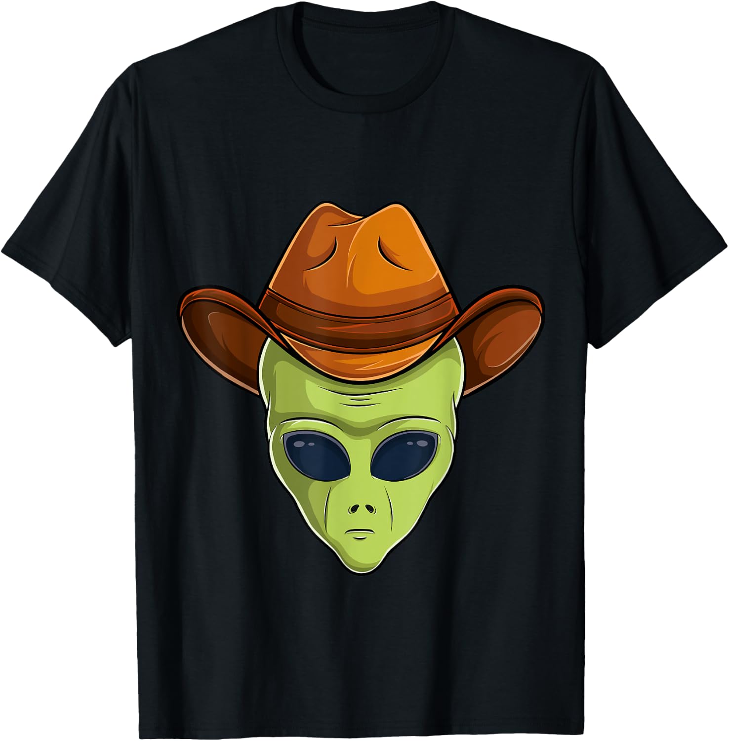 alien face cowboy hat costume Halloween kids UFO cosplay men T-Shirt - T-Shirt | Black