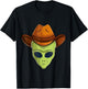 alien face cowboy hat costume Halloween kids UFO cosplay men T-Shirt - T-Shirt | Black