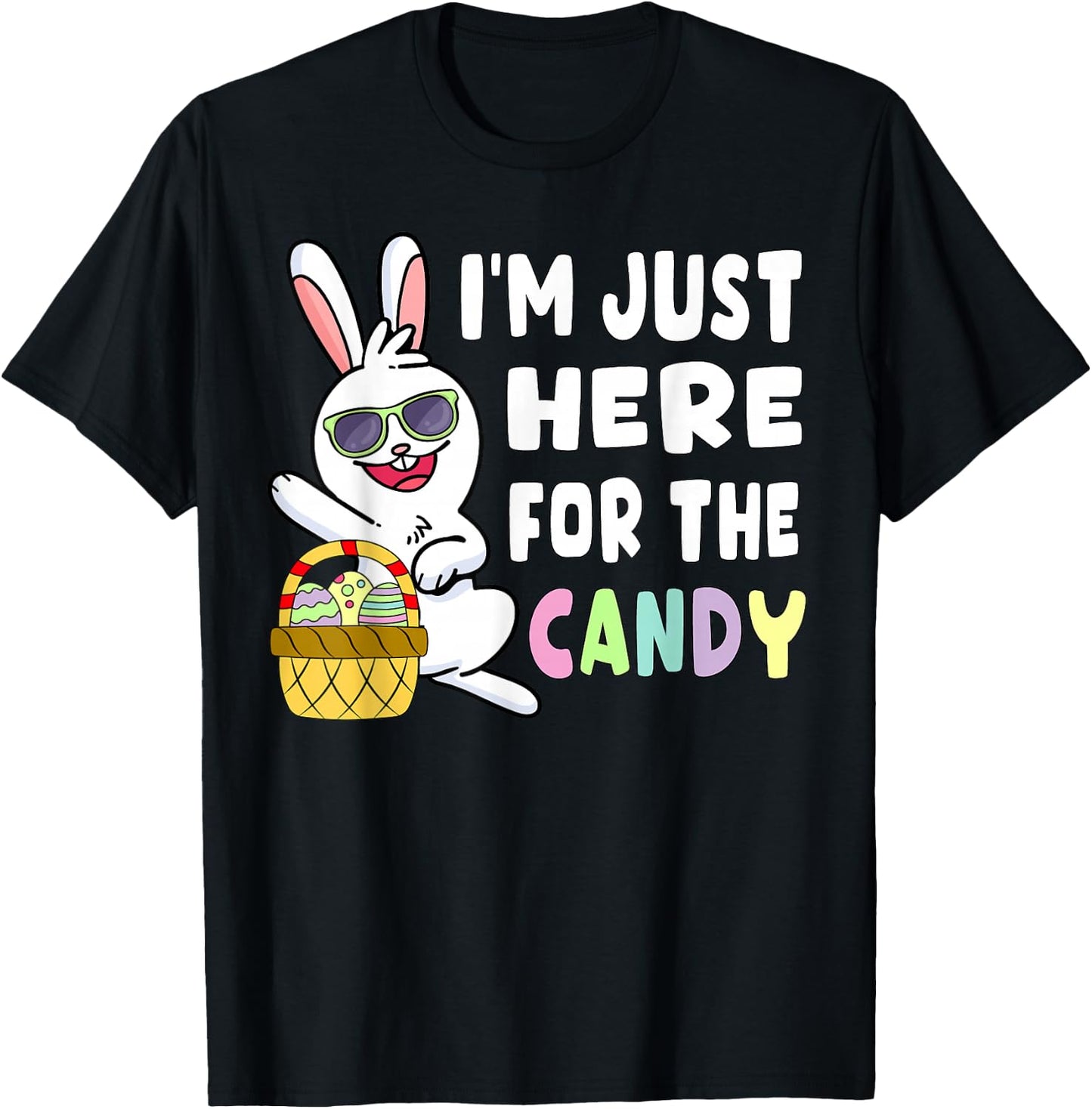 Funny Easter Bunny I'm Just Here for Easter Candy Kids Boys Small T-Shirt - T-Shirt | Black