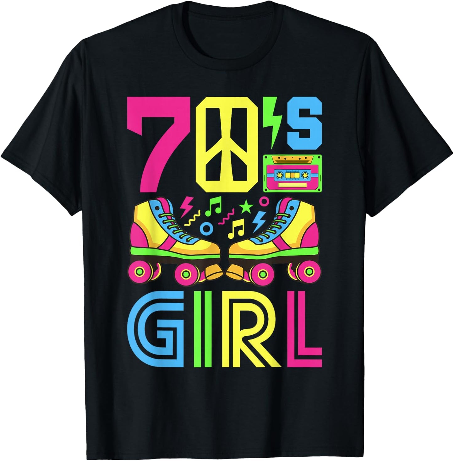 70s Girl 70s Outfit 70s Costume 70s Party 70s , black T-Shirt - T-Shirt | Black