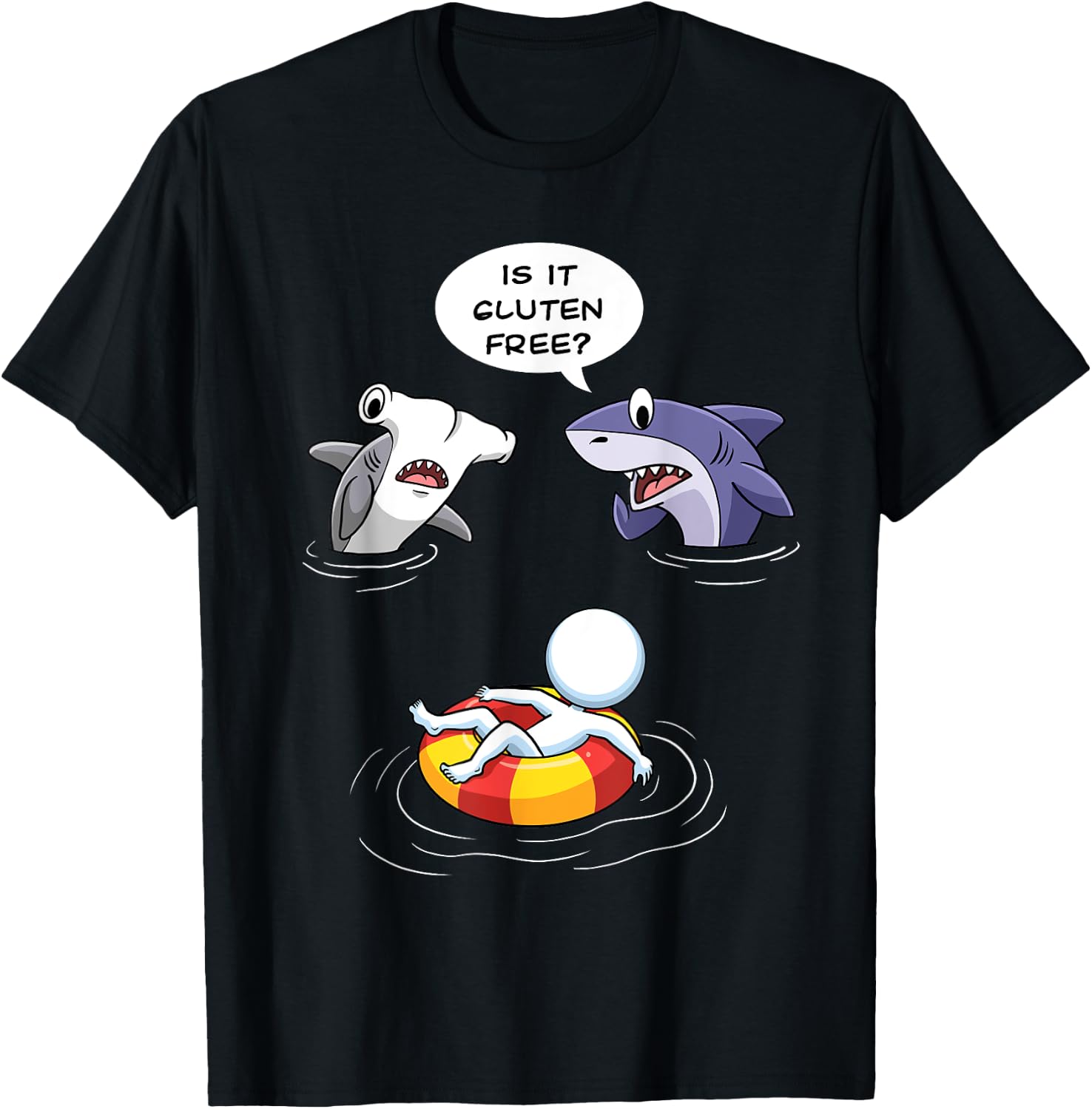 Is it Gluten Free Funny Shark Gluten Allergy Celiac Disease T-Shirt - T-Shirt | Black