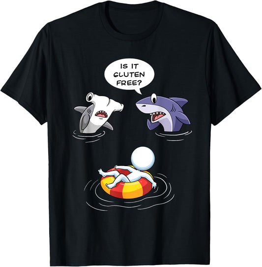Is it Gluten Free Funny Shark Gluten Allergy Celiac Disease T-Shirt - T-Shirt | Black