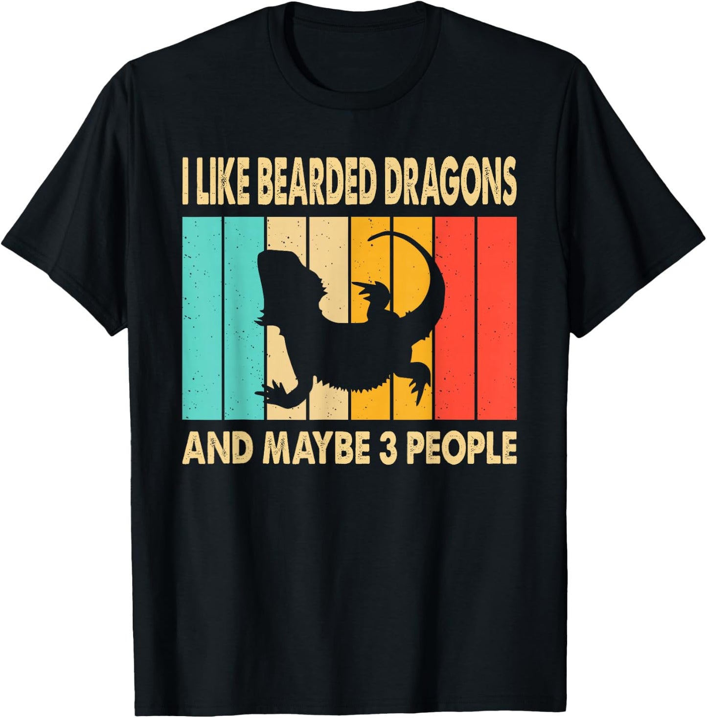 I Like Bearded Dragons and Maybe 3 People Lizard Lover Retro T-Shirt - T-Shirt | Black