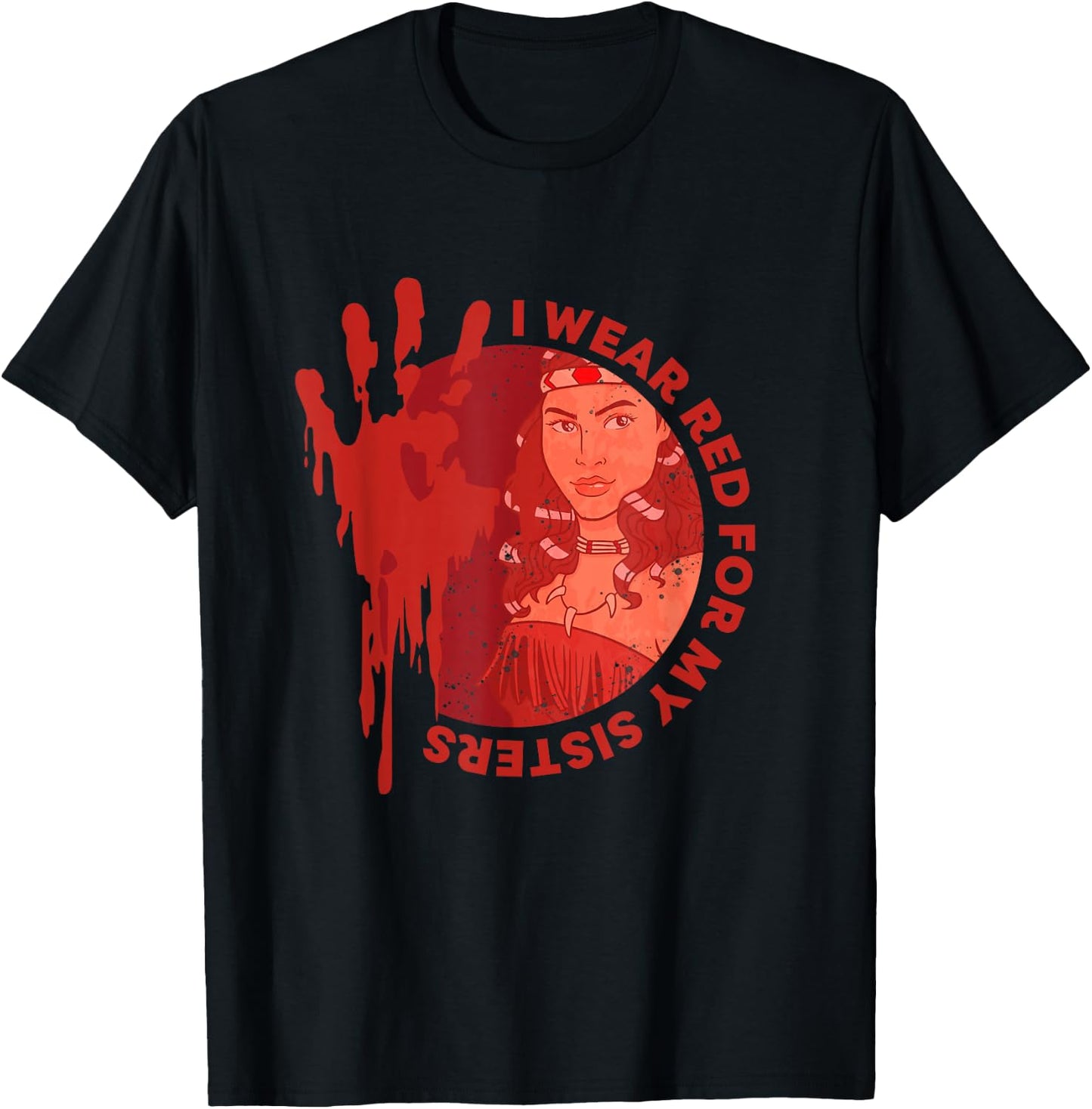 Native America MMIW Awareness - I Wear Red For My Sisters T-Shirt - T-Shirt | Black