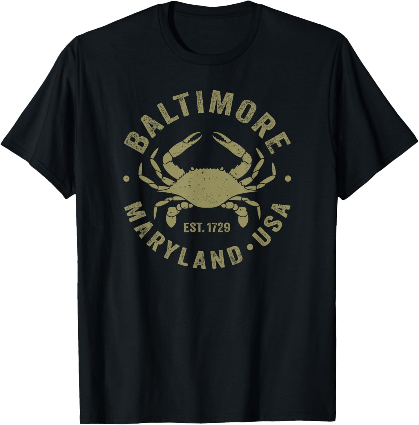 Baltimore Maryland Crab Retro Throwback Men Women Souvenir T-Shirt - T-Shirt | Black