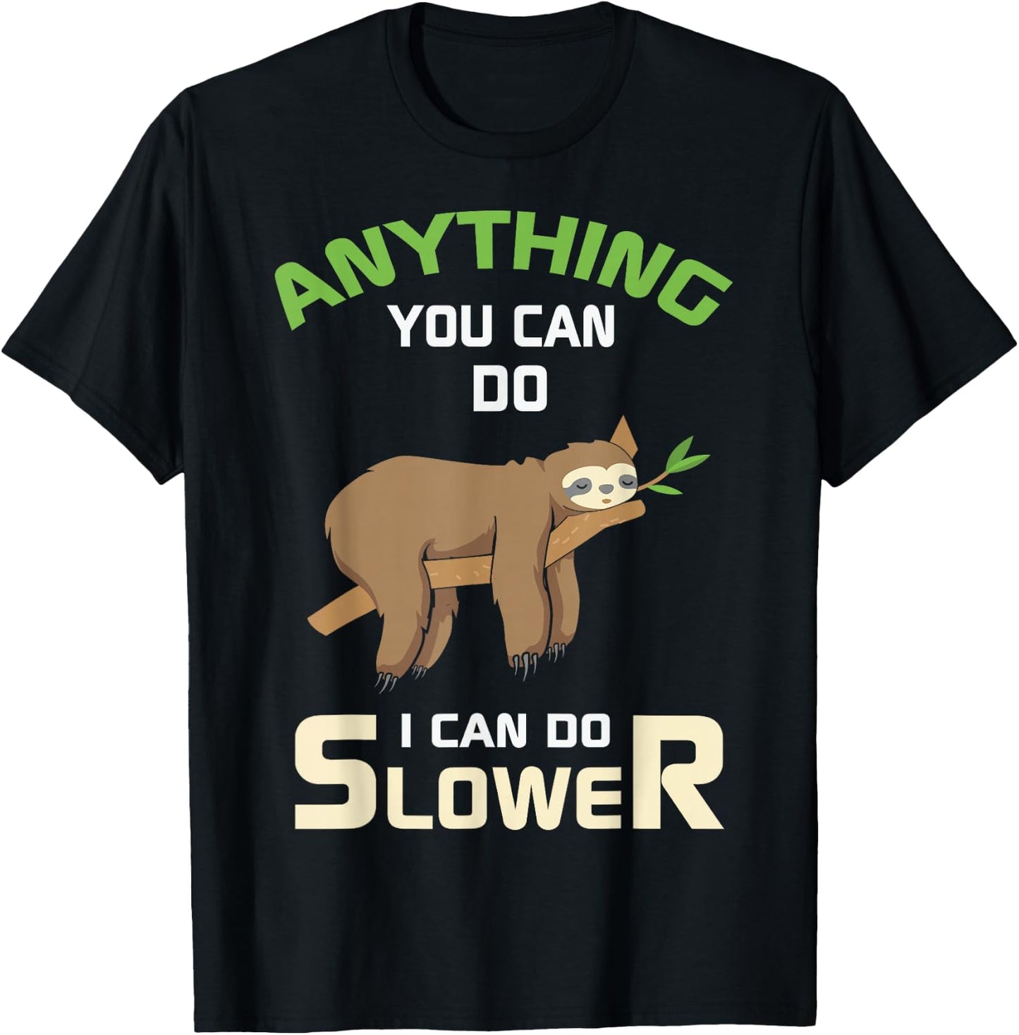 Lazy Sloth Funny Pajama Men Women Kids Nap Tired Sleep T-Shirt - T-Shirt | Black