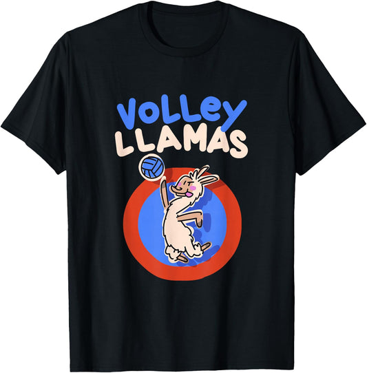 Volley Llamas I Funny Volleyball Lama Alpaca T-Shirt - T-Shirt | Black