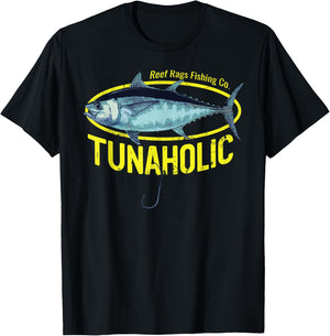 Reef Rags Tunaholic Deep Sea Saltwater Tuna Fishing T-Shirt - T-Shirt | Black
