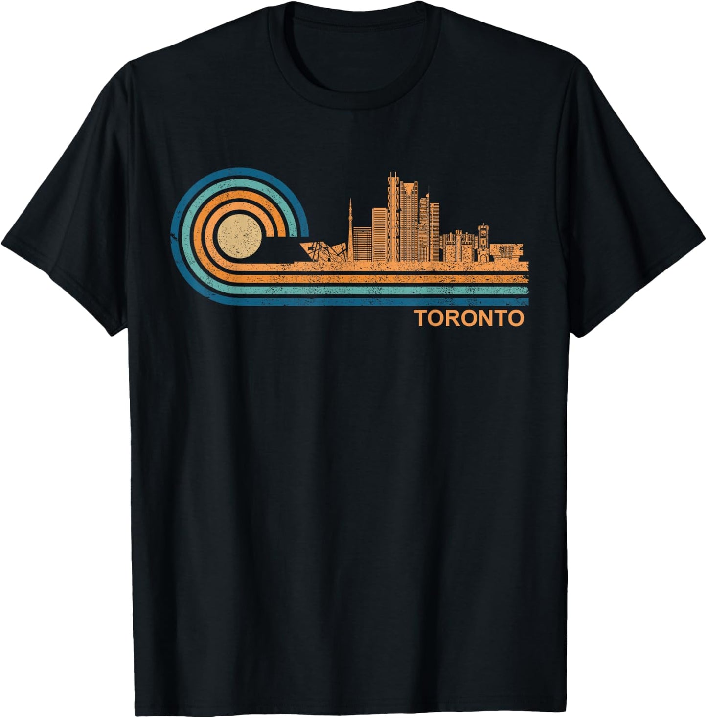 Toronto Skyline Retro Toronto Fan Canada Skyline Toronto T-Shirt - T-Shirt | Black