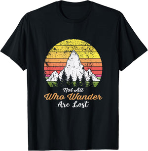 Not All People Who Wander Are Lost - Mountain Vintage Travel T-Shirt - T-Shirt | Black